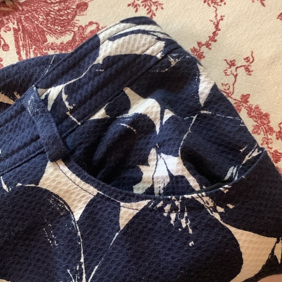 DANA BUCHMAN PANT SZ 14 NAVY/WHITE FLORAL 100%COTTON POCKETS/LOOPS FRONT ZIPPER - Picture 6 of 6